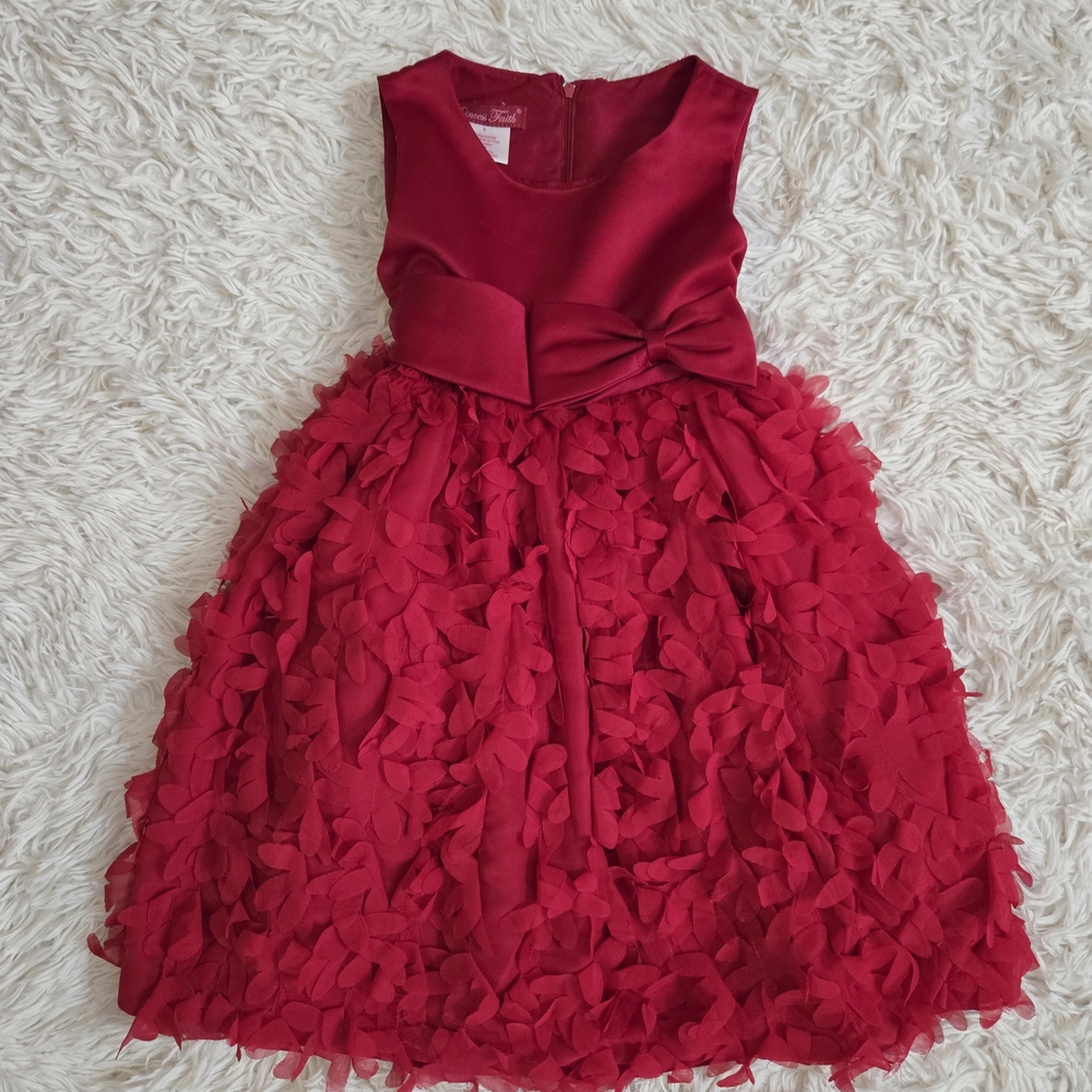 Elegant Girl's Red Holiday & Special Occasion Dress, Sz 5